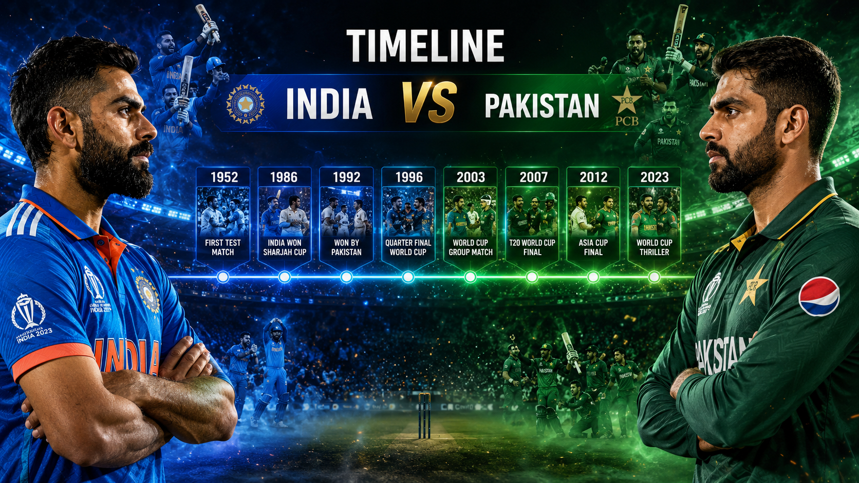 India National Cricket Team Vs Pakistan National Cricket Team Timeline