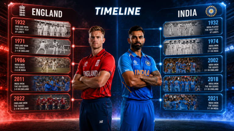 England Cricket Team Vs India National Cricket Team Timeline